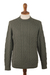 Men's 100% alpaca sweater, 'Sage Diamonds' - 100% Alpaca Pullover Sweater in Sage from Peru thumbail