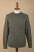 Men's 100% alpaca sweater, 'Sage Diamonds' - 100% Alpaca Pullover Sweater in Sage from Peru (image 2b) thumbail