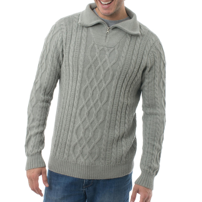 Jersey de hombre 100% alpaca - Suéter tejido 100% alpaca para hombre en Laurel de Perú