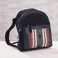 Suede and alpaca backpack,