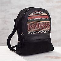 Suede and alpaca backpack,