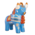Ceramic figurine, 'Festive Pucara Bull in Blue' - Cream-Hued Ceramic Pucara Bull Figurine from Peru