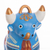 Ceramic figurine, 'Festive Pucara Bull in Blue' - Cream-Hued Ceramic Pucara Bull Figurine from Peru