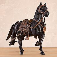 Cedar wood sculpture, 'Peruvian Paso Horse' (11.5 inch)