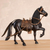 Cedar wood sculpture, 'Peruvian Paso Horse' (11.5 inch) - Cedar Wood and Leather Horse Sculpture from Peru (11.5 in.)