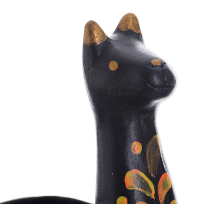 Ceramic figurine, 'Black Llamita' - Black Ceramic Llama Figurine from Peru