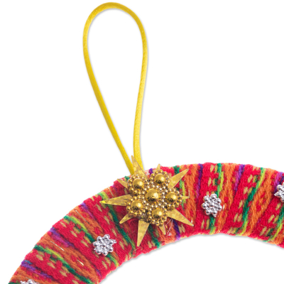 Fabric ornament, 'Happiness in the Andes' - Fabric Nativity Scene Ornament Handcrafted in Peru