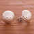 Sterling silver button earrings, 'Dazzling Full Moon' - Modern Round Sterling Silver Button Earrings from Peru thumbail