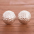 Sterling silver button earrings, 'Dazzling Full Moon' - Modern Round Sterling Silver Button Earrings from Peru (image 2b) thumbail