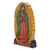 Wood sculpture, 'Reverent Guadalupe' - colourful Wood Sculpture of Guadalupe from Peru