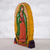 Wood sculpture, 'Reverent Guadalupe' - Colorful Wood Sculpture of Guadalupe from Peru