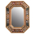 Reverse painted glass wall mirror, 'Gaze' - Floral Reverse Painted Glass Frame Octagonal Wall Mirror (image 2a) thumbail