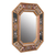 Reverse painted glass wall mirror, 'Gaze' - Floral Reverse Painted Glass Frame Octagonal Wall Mirror (image 2b) thumbail