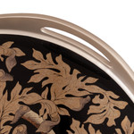 Reverse-painted glass tray, 'Mystic Peacock in Silver' - Reverse-Painted Glass Peacock Tray in Silver from Peru