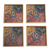 Reverse-painted glass coasters, 'Artisanal Color' (set of 4) - Colorful Reverse-Painted Glass Coasters from Peru (Set of 4) thumbail