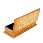Reverse-painted glass decorative box, 'Golden Colonial Elegance' - Gold-Tone Reverse-Painted Glass Decorative Box from Peru
