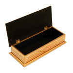 Reverse-painted glass decorative box, 'Golden Colonial Elegance' - Gold-Tone Reverse-Painted Glass Decorative Box from Peru