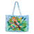 Cotton blend tote, 'Rooster Among Flowers' - Rooster-Themed Cotton Blend Arpillera Tote from Peru (image 2a) thumbail