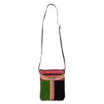 Leather sling, 'Cusco Traveler' - Llama-Themed Multicolored Leather Sling from Peru