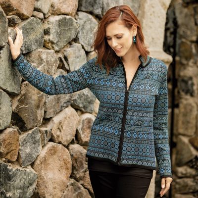 Alpaca blend cardigan, 'Aymara' - Alpaca Blend Zip-Front Cardigan from Peru