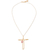 Gold plated opal pendant necklace, 'Cross of Gold' - 24k Gold Plated Opal Cross Necklace from Peru thumbail