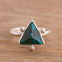 Featured review for Chrysocolla cocktail ring, Green Pyramid
