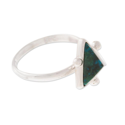 Chrysocolla Pyramid Cocktail Ring from Peru
