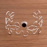 Onyx cuff bracelet, 'Abstract Blooms' - Modern Onyx Cuff Bracelet Crafted in Peru