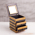 Reverse-painted glass jewellery chest, 'Modern Gleam' - Reverse-Painted Glass jewellery Chest in Gold and Black