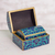 Reverse-painted glass decorative boxes, 'Blue Intricacy' (pair) - Reverse-Painted Glass Decorative Boxes in Blue (Pair) (image 2c) thumbail