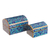 Reverse-painted glass decorative boxes, 'Blue Intricacy' (pair) - Reverse-Painted Glass Decorative Boxes in Blue (Pair) (image 2f) thumbail