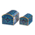 Reverse-painted glass decorative boxes, 'Blue Intricacy' (pair) - Reverse-Painted Glass Decorative Boxes in Blue (Pair) (image 2h) thumbail