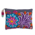 Alpaca clutch, 'Midnight Delight' - Embroidered Floral Alpaca Clutch in Slate from Peru (image 2a) thumbail
