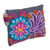 Alpaca clutch, 'Midnight Delight' - Embroidered Floral Alpaca Clutch in Slate from Peru (image 2c) thumbail