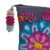 Alpaca clutch, 'Midnight Delight' - Embroidered Floral Alpaca Clutch in Slate from Peru (image 2g) thumbail