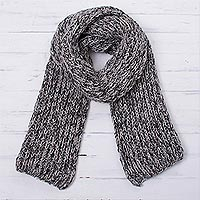 100% alpaca scarf, 'Winter Heather' - Knit Heathered 100% Alpaca Wrap Scarf from Peru