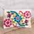 Alpaca blend clutch, 'Vibrant Flowers' - Floral Embroidered Alpaca Blend Clutch in Eggshell from Peru thumbail