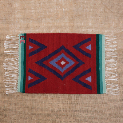 Wool placemats, 'Crimson Purity' (set of 4) - Handwoven Wool Placemats in Crimson from Peru (Set of 4)