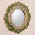 Reverse painted glass mirror, 'Green Star' - Green Floral Fair Trade Reverse Painted Glass Wall Mirror (image 2b) thumbail