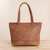 Leather tote, 'Sepia Waves' - Handcrafted Leather Tote in Sepia from Peru thumbail