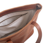 Leather tote, 'Sepia Waves' - Handcrafted Leather Tote in Sepia from Peru