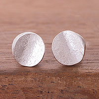 Sterling silver stud earrings, 'Magnetic Attraction' - Modern Sterling Silver Stud Earrings from Peru