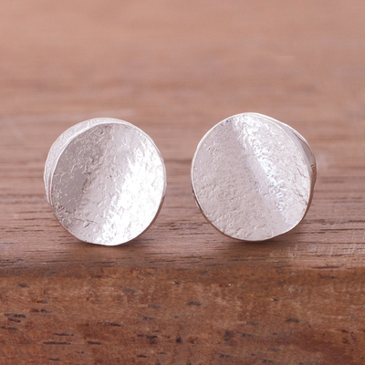 Sterling silver stud earrings, 'Magnetic Attraction' - Modern Sterling Silver Stud Earrings from Peru