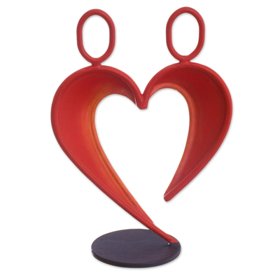 Escultura de acero - Escultura abstracta de corazón de acero en rojo de Perú