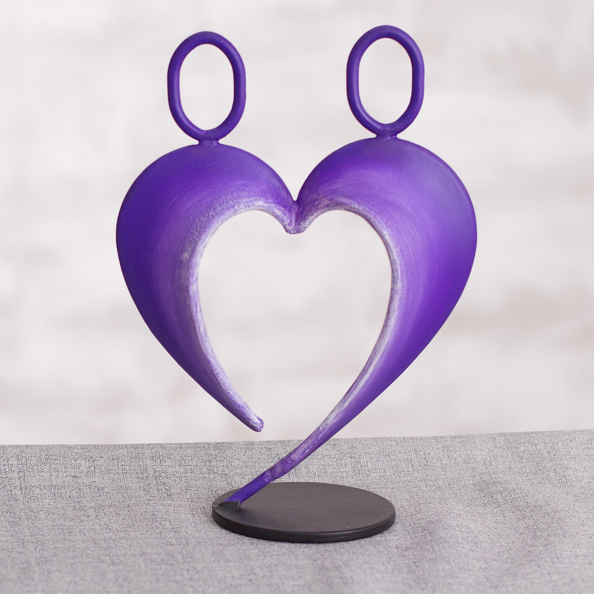 Abstract Steel Heart Sculpture in Purple from Peru - Our Heart in ...