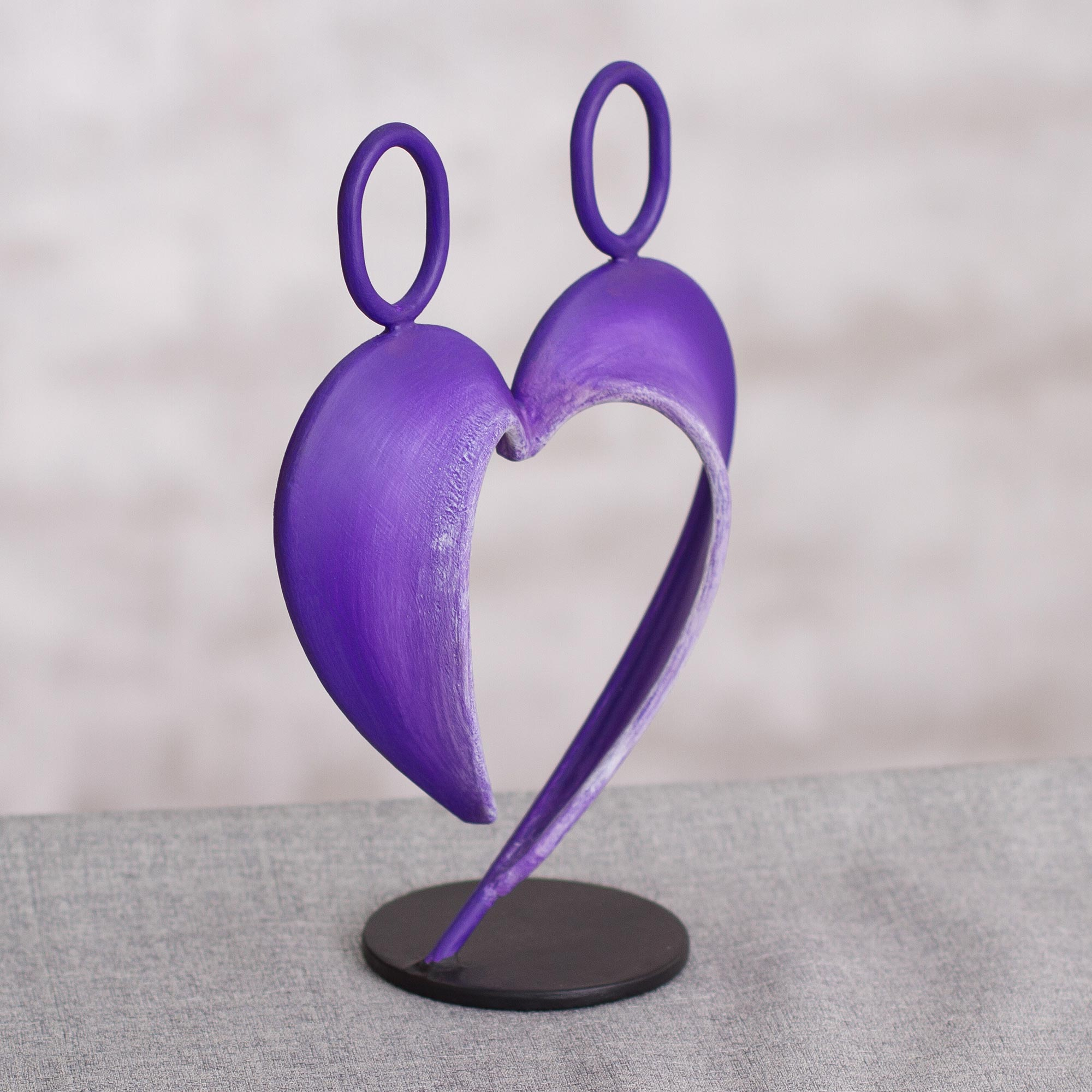 Abstract Steel Heart Sculpture in Purple from Peru - Our Heart in ...