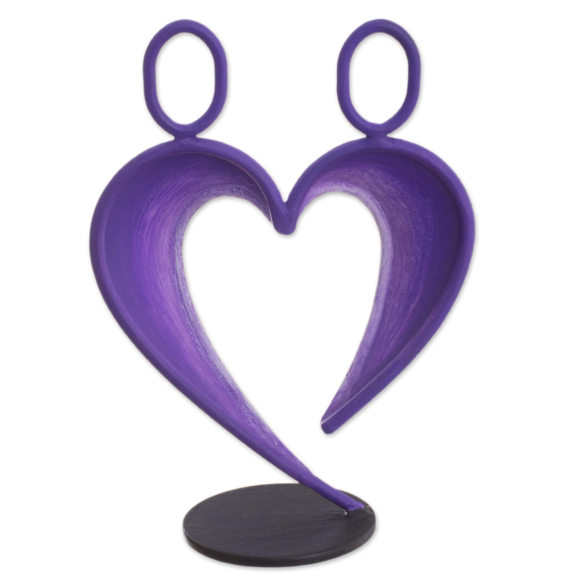 Abstract Steel Heart Sculpture in Purple from Peru - Our Heart in ...