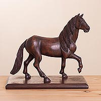 Wood sculpture, 'Peruvian Horse'