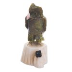 Gemstone sculpture, 'Verdant Owl' - Gemstone Owl Sculpture in Green from Peru