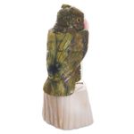 Gemstone sculpture, 'Verdant Owl' - Gemstone Owl Sculpture in Green from Peru